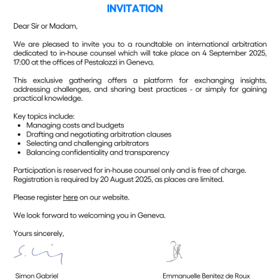 Invitation And Programme Roundtable For In House Counsel 